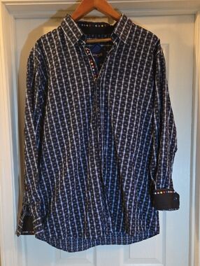 Franco Negretti 3XL Men's Luxury Button Down Shirt w/ Embroidered Trim